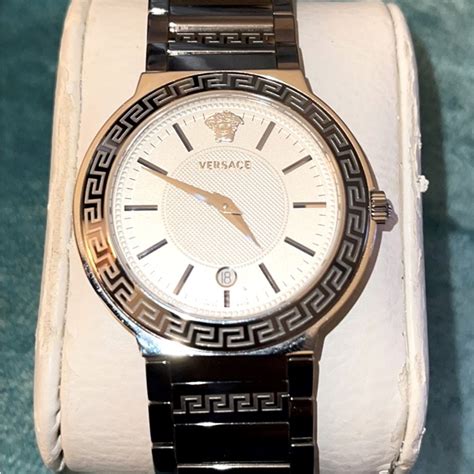 versace landmark mens engraved bezel stainless steel watch|Versace Landmark Stainless Steel Watch .